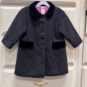 Vintage 2000 Baby GAP Charcoal Kids wool Coat with Black Accents